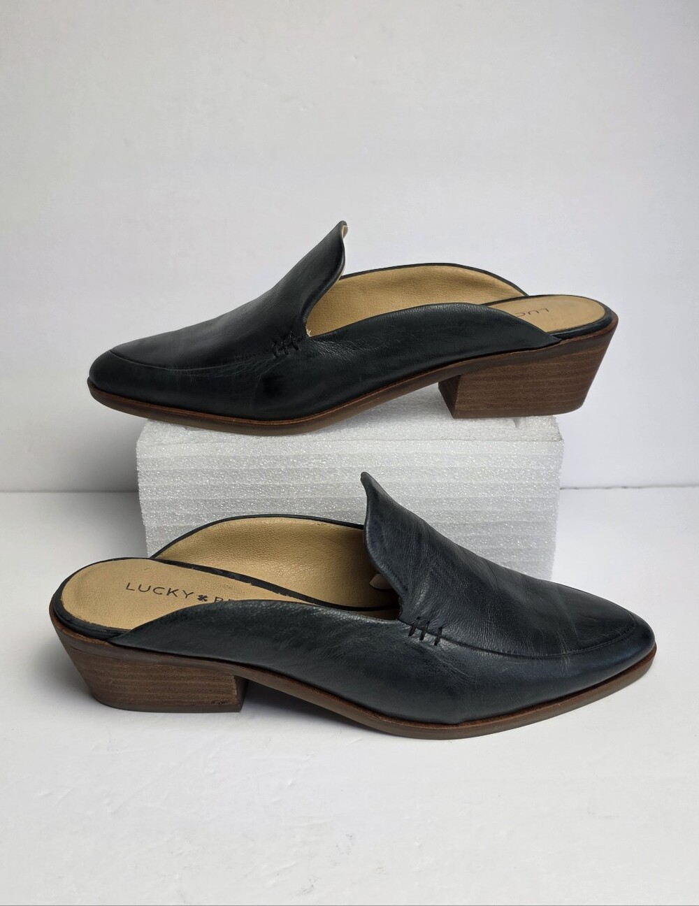 Lucky Brand Margrete Women's Titanium Leather Mule Dark Charcoal ~ Size 7.5